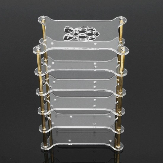 Clear Acrylic 5 Layer Cluster Case Shelf Stack For Raspberry Pi 4/3/2 B and B+