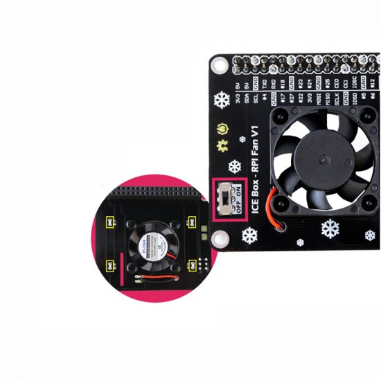 Cooling Fan Expansion Board for Raspberry Pi 4B with White LED Atmosphere Lamp Heatsink