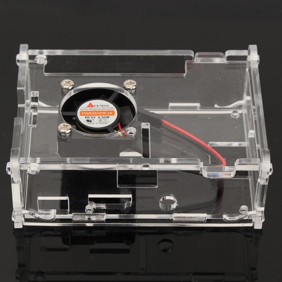 Transparent Acrylic Case Shell Enclosure Box with Fan For Raspberry Pi 3B/2B/B+