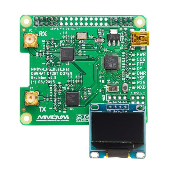 USB Communication Duplex MMDVM Hotspot Support P25 DMR YSF + OLED Screen + 2PCS Antenna + Case For Raspberry Pi