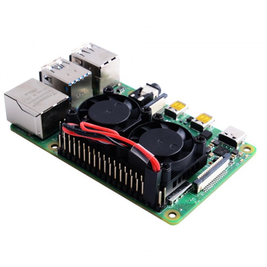 ZP0037 Dual Cooling Fan + Heatsink DIY Radiating Kit for Raspberry Pi 4B/3B+/3B/2B+/2B