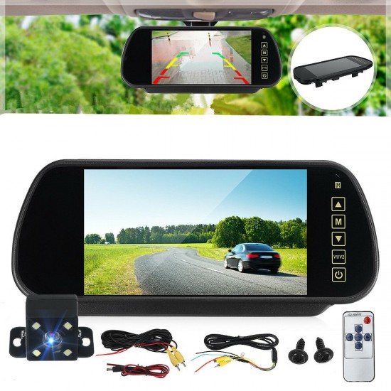 7'' Car Rear View LCD Monitor + 4 LED Reversing Backup Camera Night Vision Kit