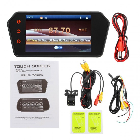 7 Inch LCD bluetooth Monitor Touch Screen MP5 HD Reversing Camera Car Rear View Parking