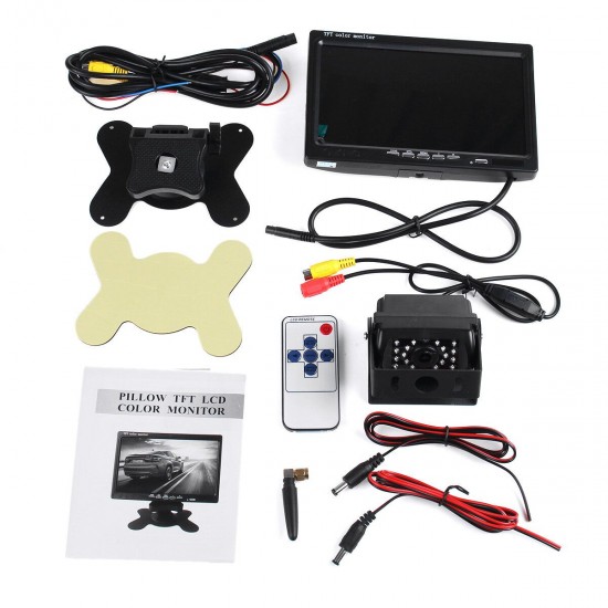 7 Inch TFT LCD Car Rear View Monitor With PAL NTSC 120° Wide View Angle Night Vision LED Backup Camera Remote Controller Kit