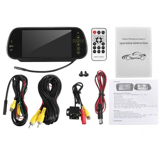 7 Inch bluetooth Hands-free Car MP5 Player Rearview Mirror Display With Rear View Camera
