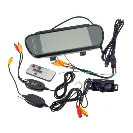 7inch Trcuk LCD Mirror Monitor+IR Wireless Rear View Camera Reversing