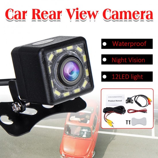 Waterproof Front and Car Rear View Visual External with 12 LED lights Camera