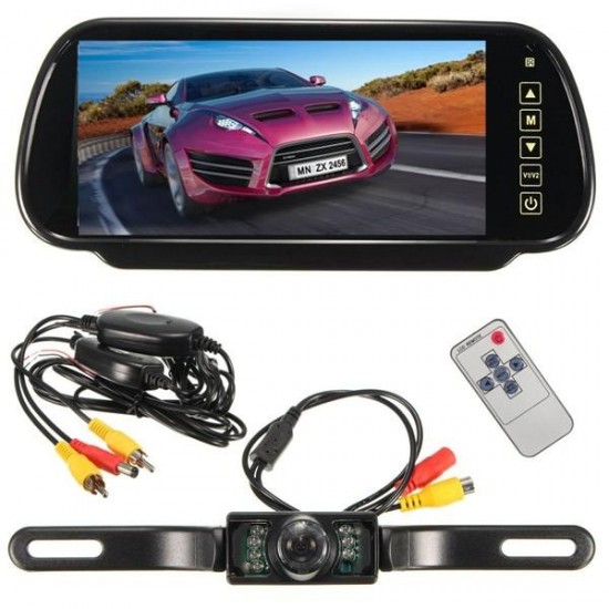 Wireless 7Inch LCD Mirror Monitor + IR Car Rear View Reversing Camera Backup Kit Wireless 7Inch LCD Mirror Monitor + IR Car Rear View Reversing Camera Backup Kit