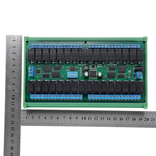 12V 32 Channel RS485 Modbus RTU Relay Module with DIN35 Rail Box MODBUS RTU Command