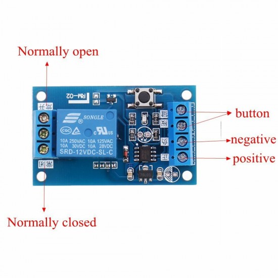 12V DC 10A Bistable Relay Module for Car Modification Switch One-button Start-stop Self-locking