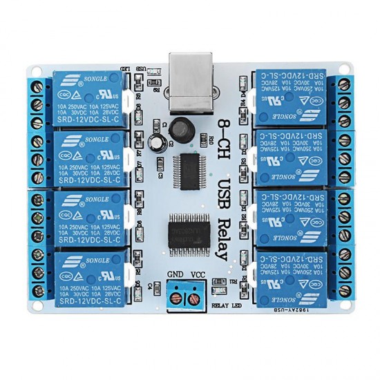 12V DC USB 8 Channel SPDT Relay Module SRD-12VDC-SL-C