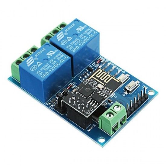 12V ESP8266 Dual WiFi Relay Module Internet Of Things Smart Home Mobile APP Remote Switch