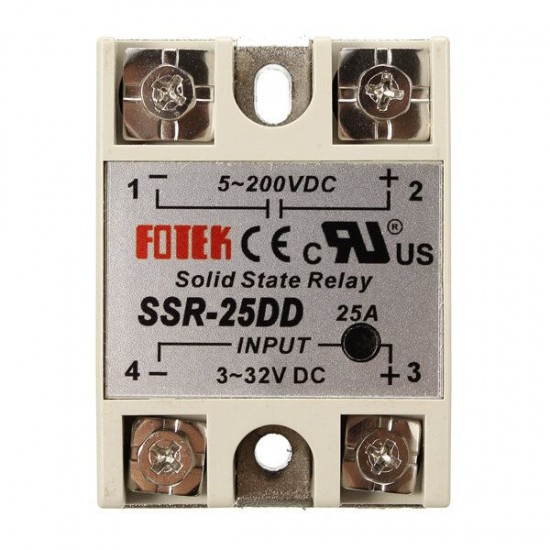 25A SSR-25DD Solid State Relay Module DC 3-32V To DC 5-200V 25A SSR-25DD Solid State Relay Module DC 3-32V To DC 5-200V