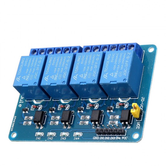 2Pcs 5V 4 Channel Relay Module PIC DSP MSP430 Blue for Arduino - products that work with official Arduino boards