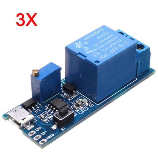 3Pcs 5V-30V Wide Voltage Trigger Delay Timer Relay Conduction Relay Module Time Delay Switch