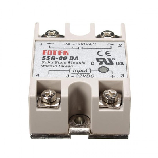 3Pcs 80A SSR-80DA Solid State Relay Module DC To AC 24V-380V Output