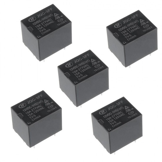5Pcs HF3FF-JQC-3FF- 005 012 024-1HS 5V 12V 24V DC 10A 4Pin Relay Module 5Pcs HF3FF-JQC-3FF- 005 012 024-1HS 5V 12V 24V DC 10A 4Pin Relay Module