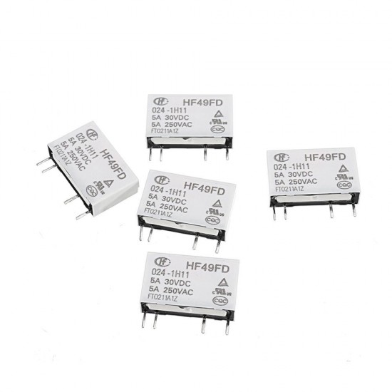 5Pcs HF49FD- 005 012 024-1H11 5V 12V 24V 4PIN Normally Open 5A 250V Relay Module