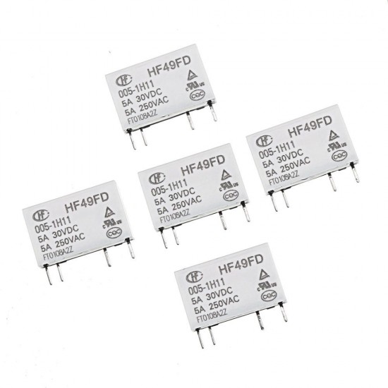 5Pcs HF49FD- 005 012 024-1H11 5V 12V 24V 4PIN Normally Open 5A 250V Relay Module 5Pcs HF49FD- 005 012 024-1H11 5V 12V 24V 4PIN Normally Open 5A 250V Relay Module