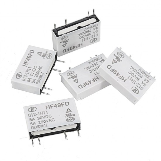 5Pcs HF49FD- 005 012 024-1H11 5V 12V 24V 4PIN Normally Open 5A 250V Relay Module 5Pcs HF49FD- 005 012 024-1H11 5V 12V 24V 4PIN Normally Open 5A 250V Relay Module