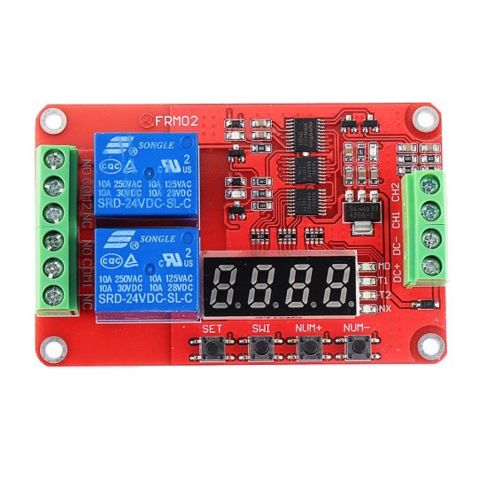 5pcs 2 Channel Multi-function Module Delay Self-lock CycleTiming Timer 24V