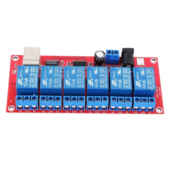 6 Channel 5V HID Driverless USB Relay USB Control Switch Computer Control Switch PC Intelligent Control Relay Module