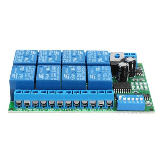 8 Channel DC 12V RS485 Relay Module Modbus RTU 485 Remote Control Switch For PLC PTZ Camera Security Monitoring
