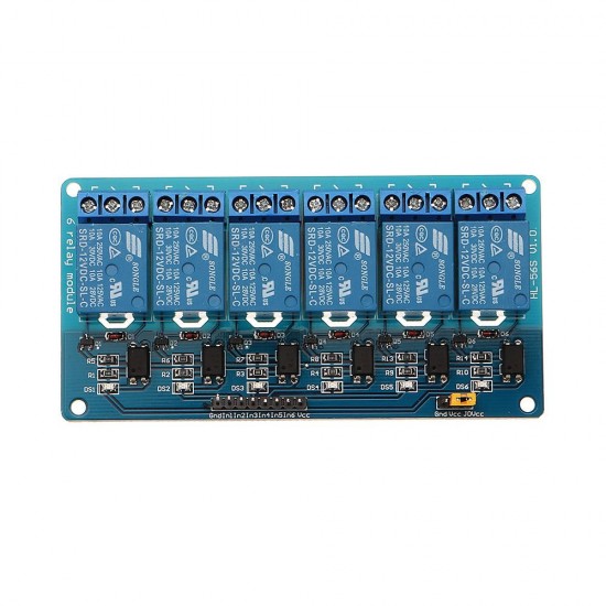 6 Channel 12V Relay Module Low Level Trigger With Optocoupler Isolation