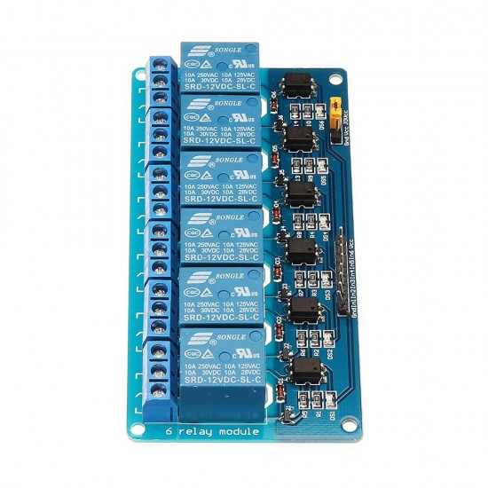 6 Channel 12V Relay Module Low Level Trigger With Optocoupler Isolation