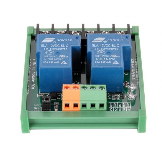 DC 5V 12V 24V 2 Channel 30A High And Low Level Trigger Relay Module PLC Automatic Control Module with Guide Rail for Smart Home