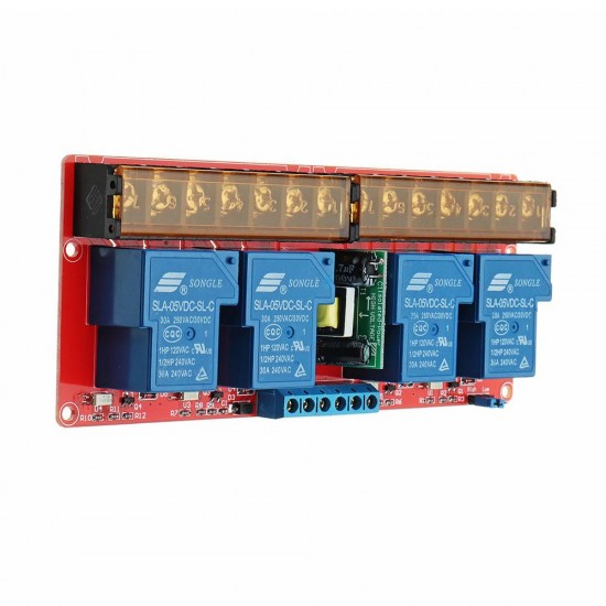DC 5V AC 100V To 250V 30A 760mA 4 Way Relay Module Board With High And Low Level DC 5V AC 100V To 250V 30A 760mA 4 Way Relay Module Board With High And Low Level