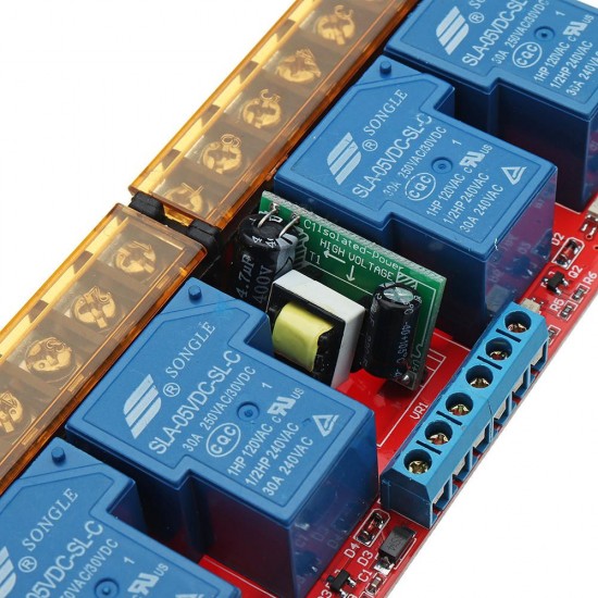 DC 5V AC 100V To 250V 30A 760mA 4 Way Relay Module Board With High And Low Level DC 5V AC 100V To 250V 30A 760mA 4 Way Relay Module Board With High And Low Level