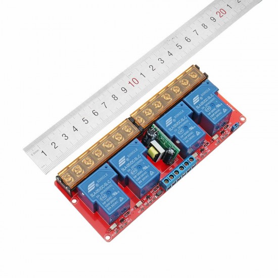 DC 5V AC 100V To 250V 30A 760mA 4 Way Relay Module Board With High And Low Level DC 5V AC 100V To 250V 30A 760mA 4 Way Relay Module Board With High And Low Level