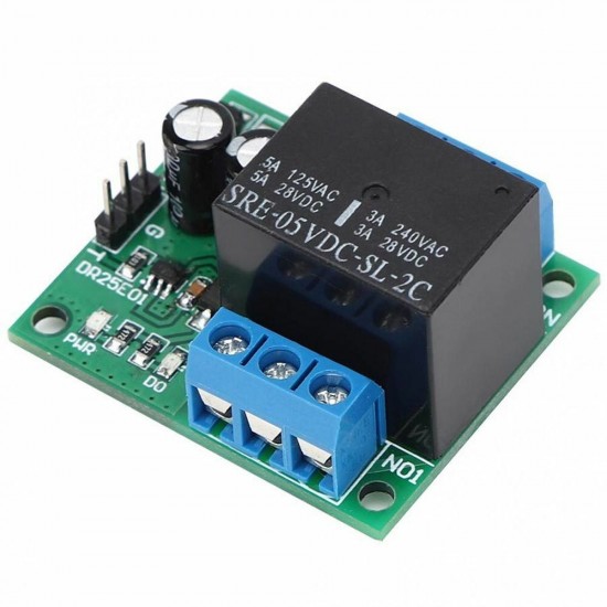 DR25E01 DC 5V 9V 12V 24V 3-5A Flip-Flop Latch DPDT Relay Module Bistable Self-locking Switch Low Pulse Trigger Board for Motor LED PLC