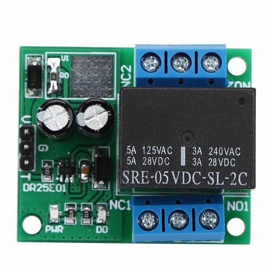 DR25E01 DC 5V 9V 12V 24V 3-5A Flip-Flop Latch DPDT Relay Module Bistable Self-locking Switch Low Pulse Trigger Board for Motor LED PLC