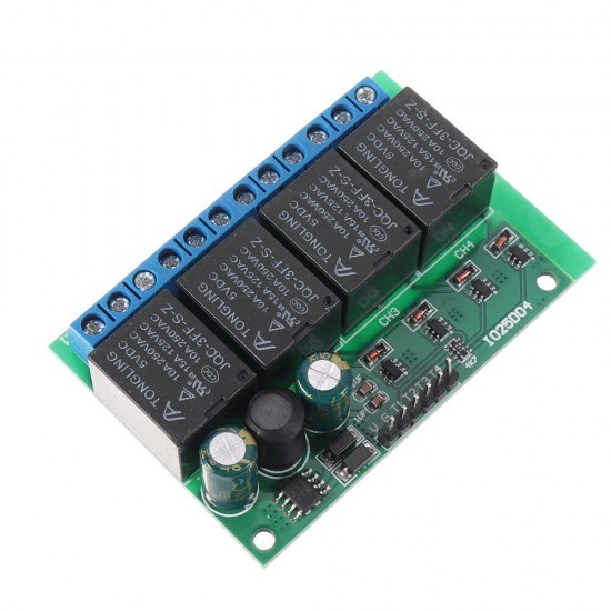 IO25D04 4CH DC 6V-24V Flip-Flop Latch Relay Module Bistable Self-locking Electronic Switch Low Pulse Trigger Board Button MCU IO Control Board