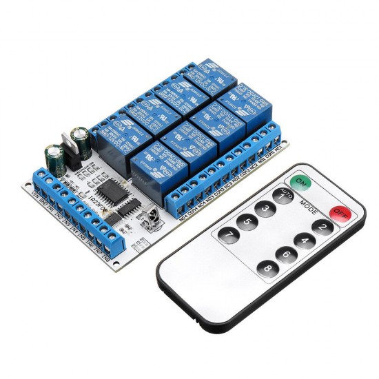 IR23F08 8 Channels DC 5V 12V Multifunctional Delay Relay Module Trigger Locking Bistable Self-locking