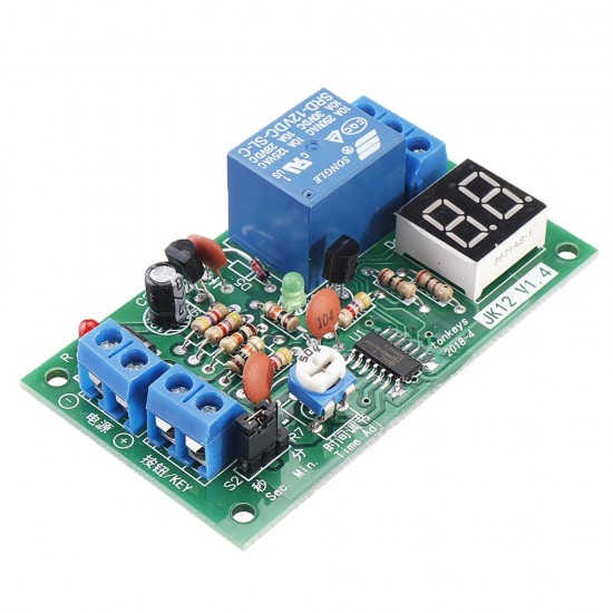 JK12-A 12V Time Adjustable Relay Module with LED Digital Tube Dynamic Display Countdown Single Chip Relay