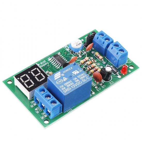 JK12-A 12V Time Adjustable Relay Module with LED Digital Tube Dynamic Display Countdown Single Chip Relay