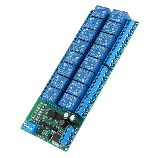 R421B16 16CH DC 12V RS485 Modbus RTU Relay Board RS485 Bus Remote Control Switch for LED Motor PLC PTZ Camera Smart Home R421B16 16CH DC 12V RS485 Modbus RTU Relay Board RS485 Bus Remote Control Switch for LED Motor PLC PTZ Camera Smart Home