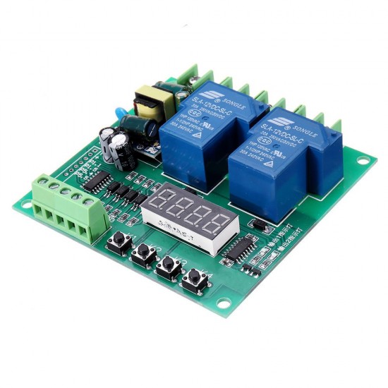 YYB-3 220V 2-Channel Relay Board Motor Driver Shield Board 0.1S-999H Adjustable 30A Relay Module with LED Display