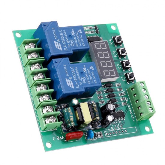 YYB-3 220V 2-Channel Relay Board Motor Driver Shield Board 0.1S-999H Adjustable 30A Relay Module with LED Display