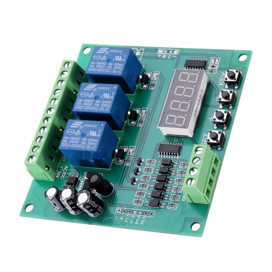 YYS-4 3 Channel Programmable Relay Control Module Trigger Delay/Timer/Self-latching/Interlock Switch Relay Board