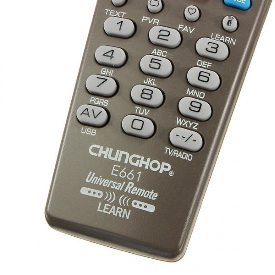 E661 6in1 Universal Learning Remote Control For TV CBL DVD AUX SAT AUD