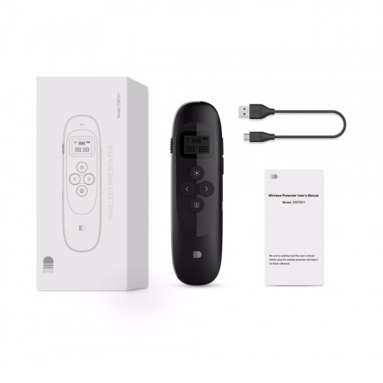 DSIT021 2.4G Wireless Laser Pointer Presenter Remote Control with Time Display for PPT Speech Meeting Teaching Presentation