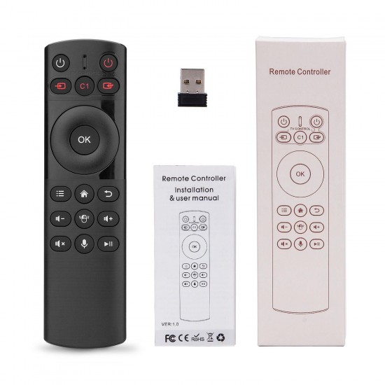 RT613 2.4G Wireless Voice Control Airmouse IR Learning for TV Box Google Assistant
