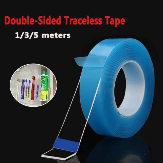 1/2/3/5M Double Sided Tape Heavy Duty Adhesive Traceless Clear Washable Remove