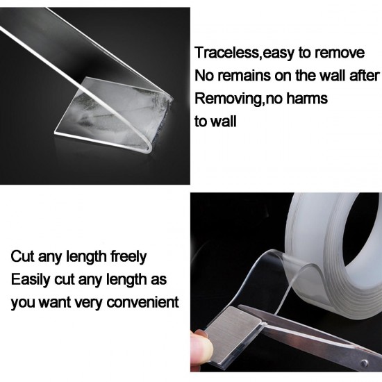 3M Double Sided Tape Adhesive Traceless Clear Washable Removable Super Sticky