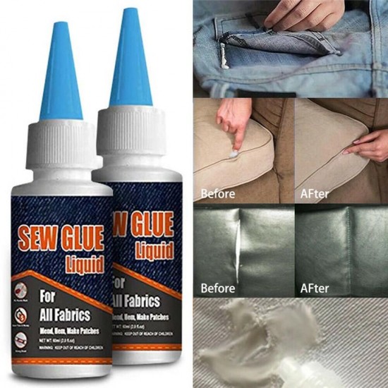 60ml Fabric Glue Set Car Leather Repair Textile Hemming Sewing Extra Strong Bond 60ml Fabric Glue Set Car Leather Repair Textile Hemming Sewing Extra Strong Bond