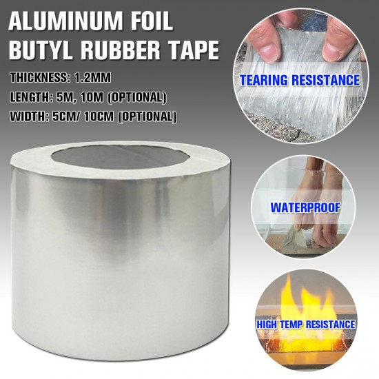 Aluminum Foil Butyl Rubber Tape Self Adhesive Waterproof Roof Pipe Marine Repair Aluminum Foil Butyl Rubber Tape Self Adhesive Waterproof Roof Pipe Marine Repair